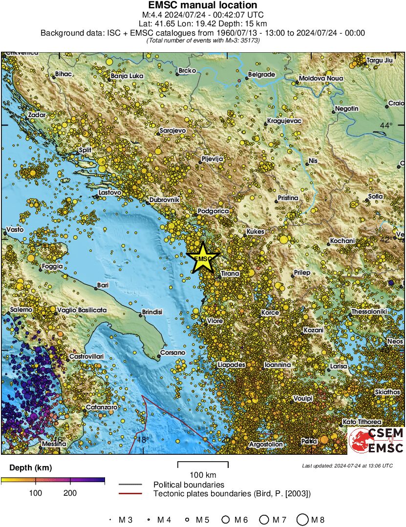 regional depth historical seismicity