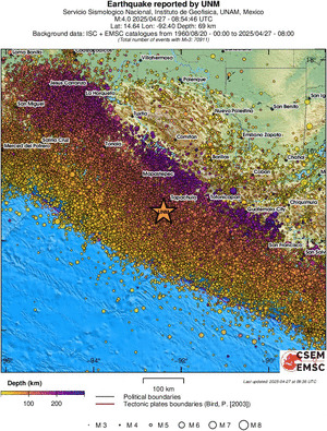 regional depth historical seismicity