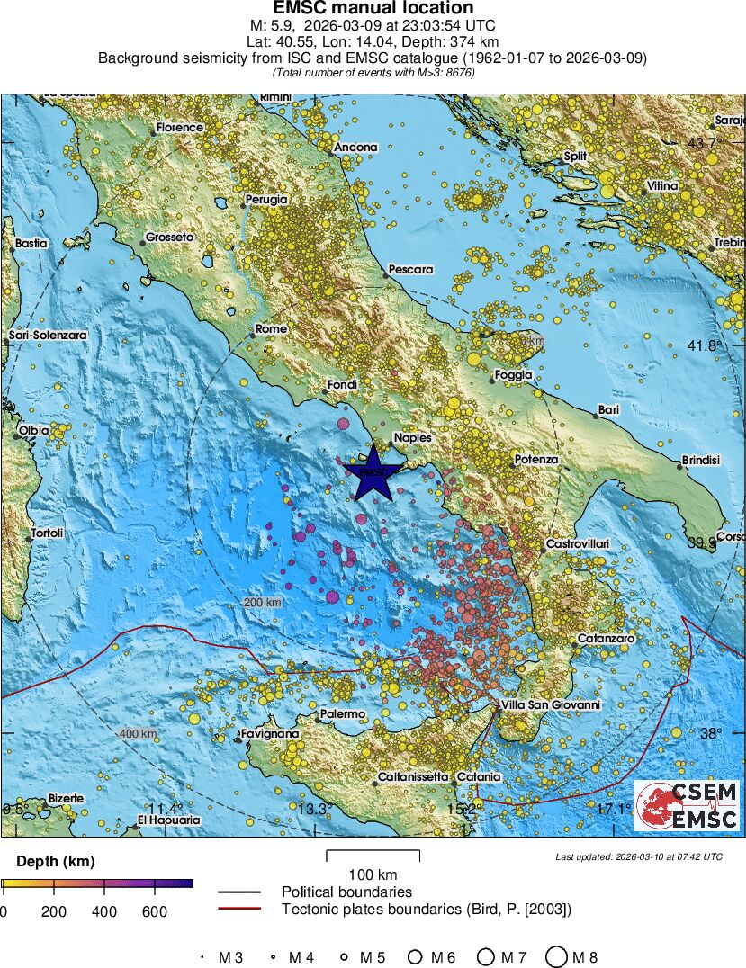 regional depth historical seismicity