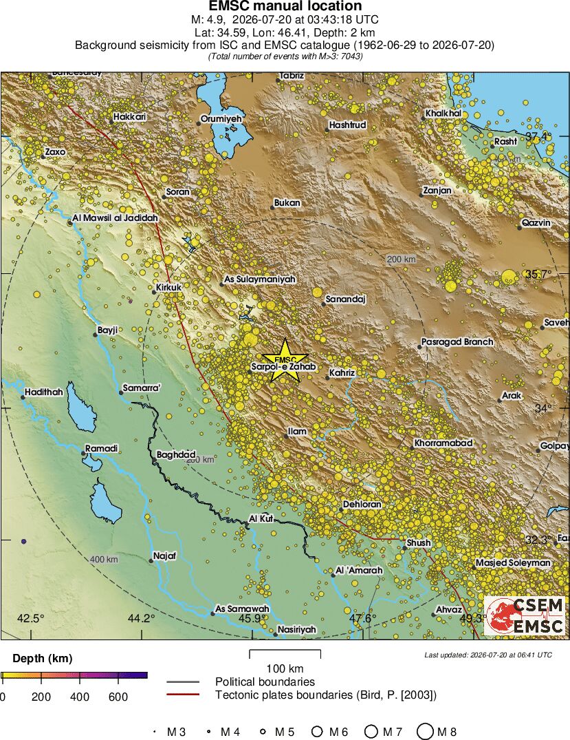 regional depth historical seismicity