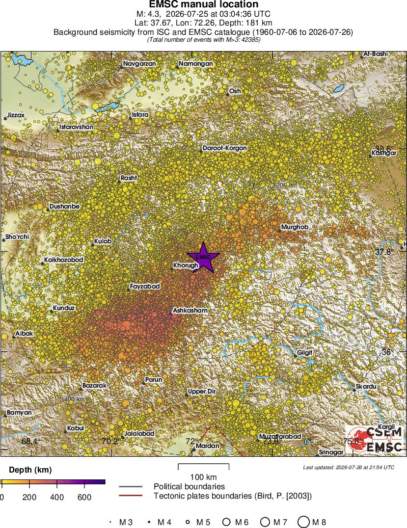 regional depth historical seismicity