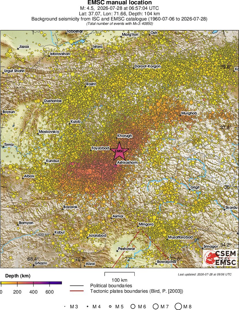 regional depth historical seismicity