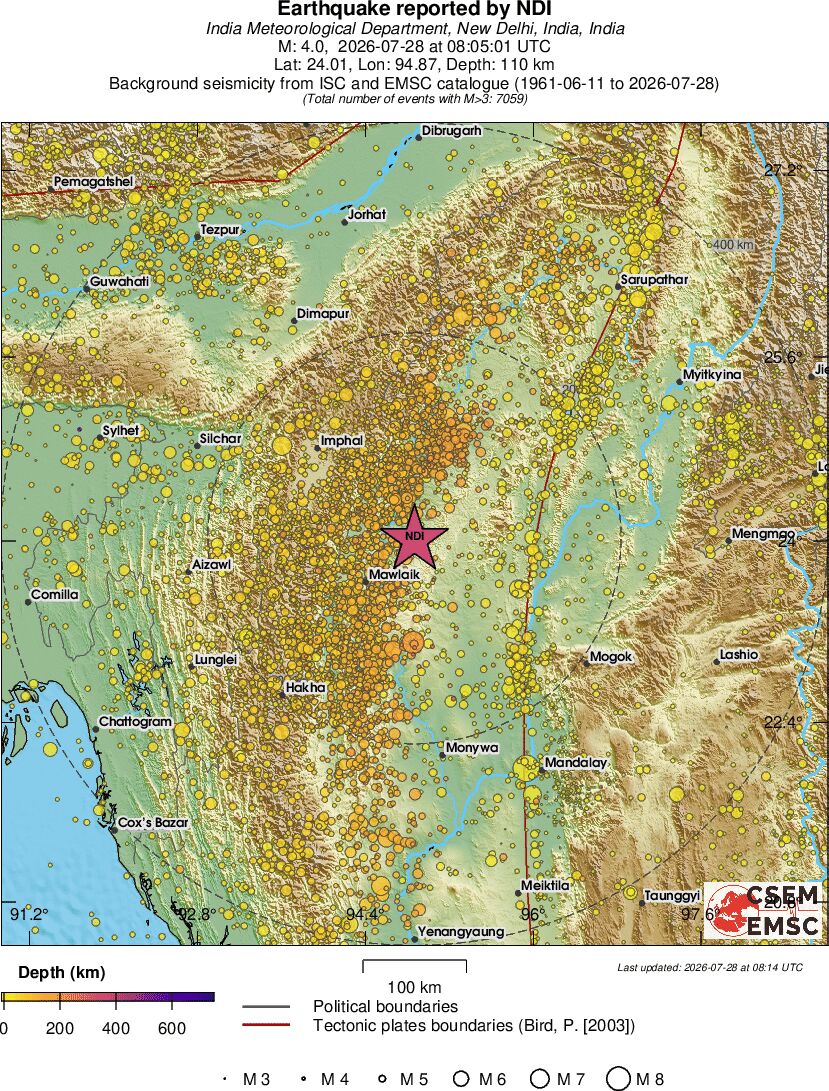 regional depth historical seismicity