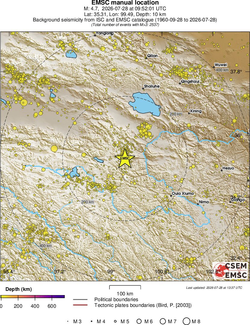 regional depth historical seismicity