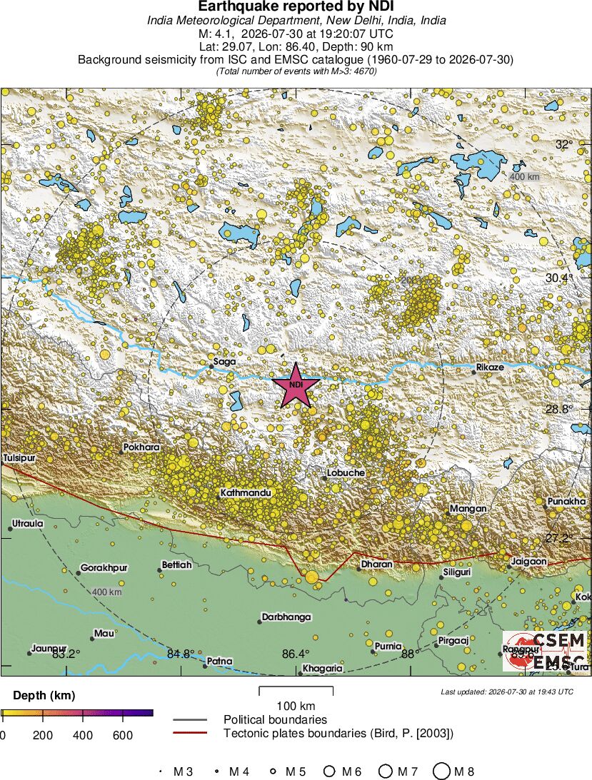 regional depth historical seismicity
