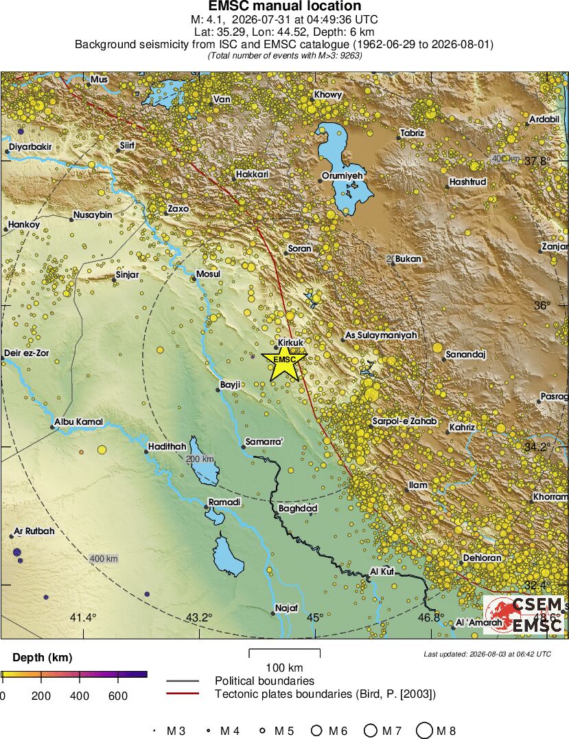 regional depth historical seismicity