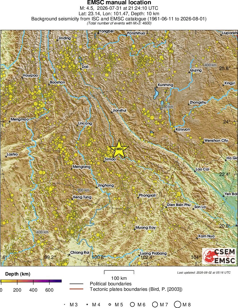 regional depth historical seismicity