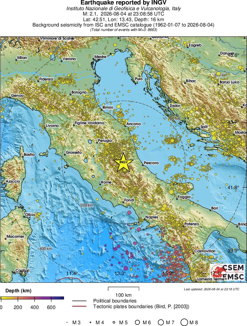 regional depth historical seismicity