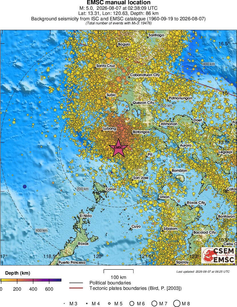 regional depth historical seismicity