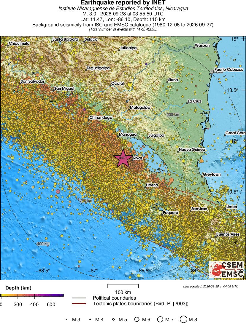 regional depth historical seismicity