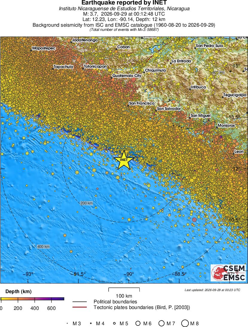 regional depth historical seismicity