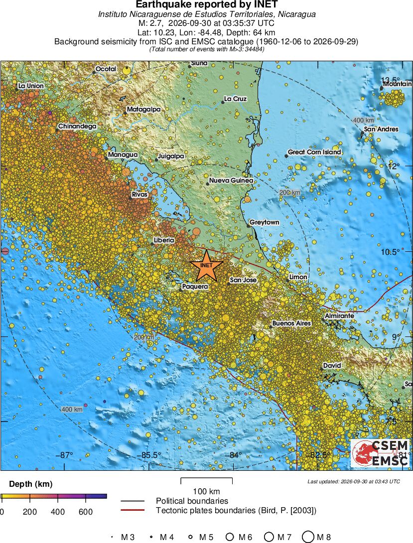 regional depth historical seismicity