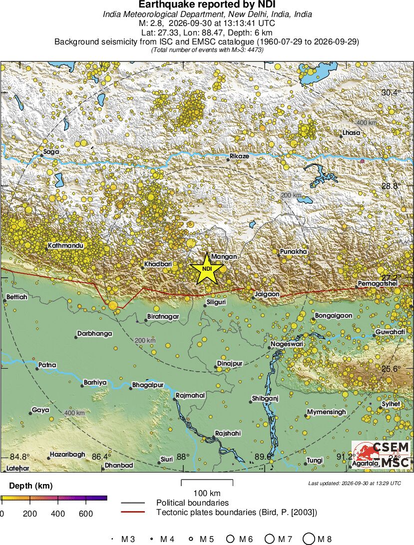 regional depth historical seismicity