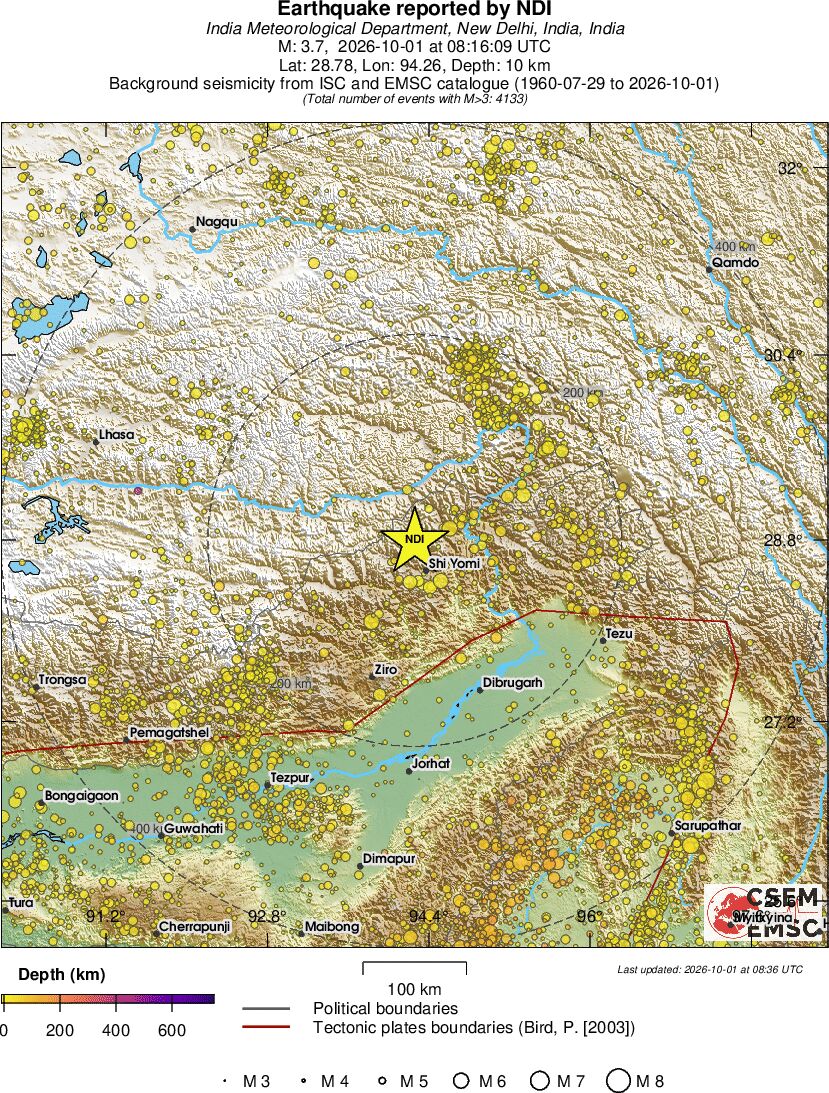 regional depth historical seismicity