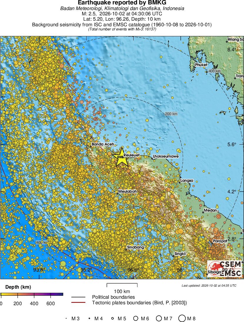 regional depth historical seismicity