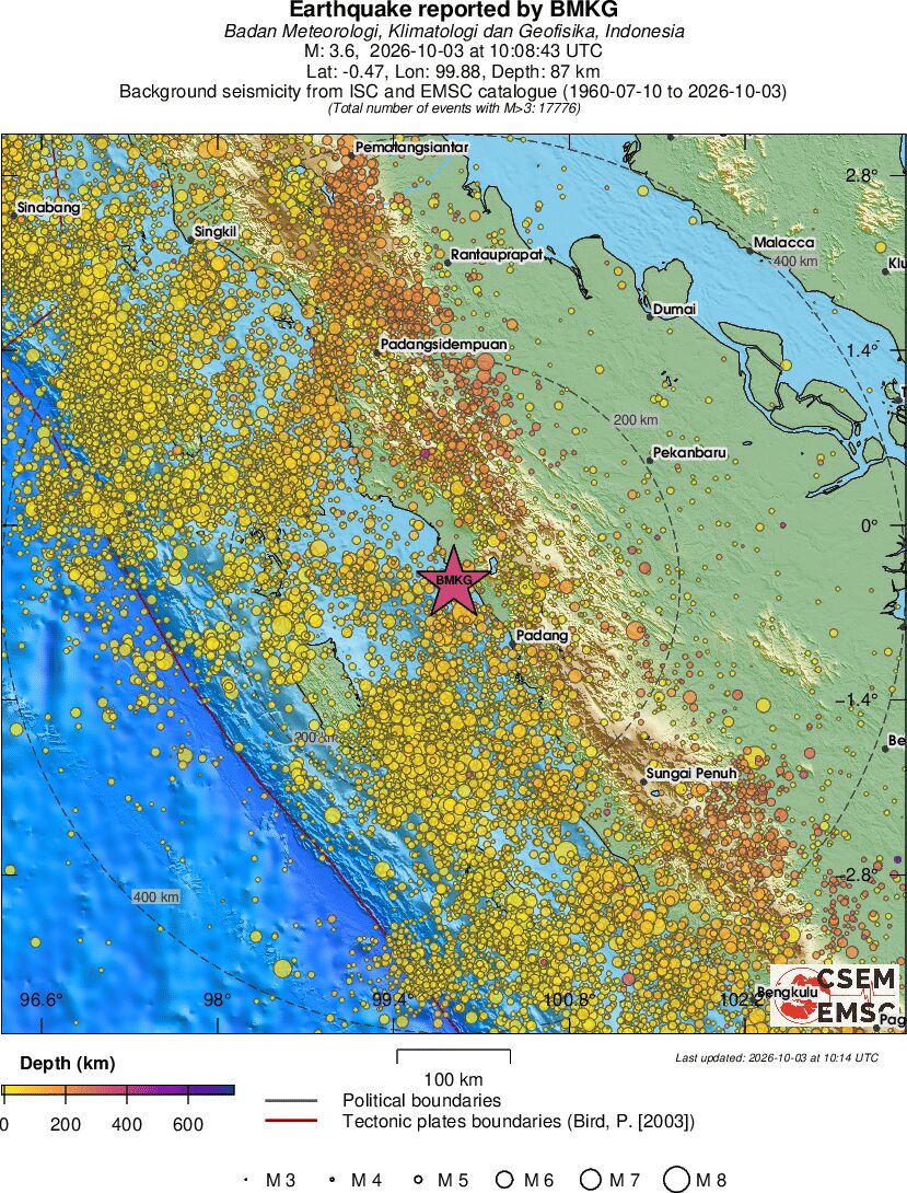 regional depth historical seismicity
