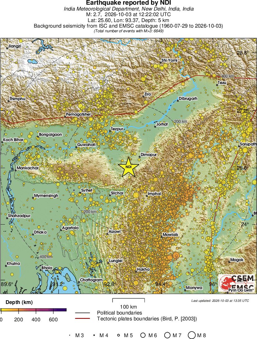 regional depth historical seismicity