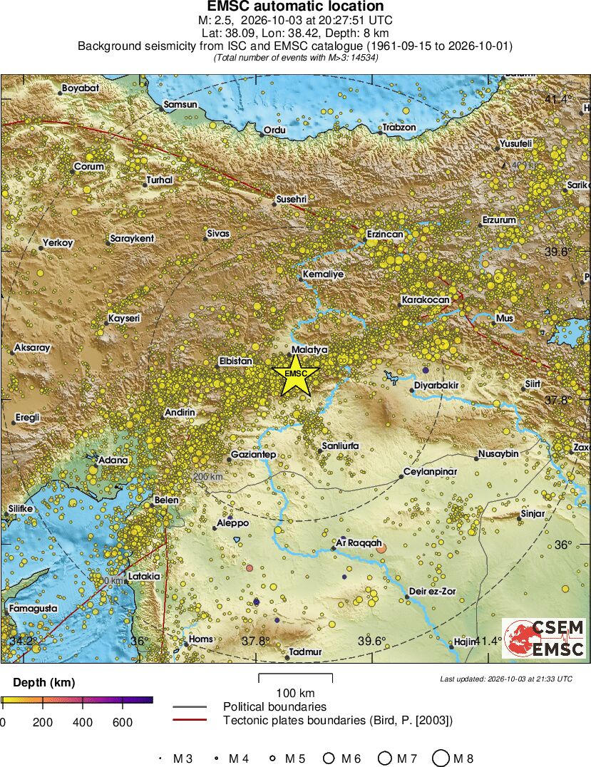 regional depth historical seismicity