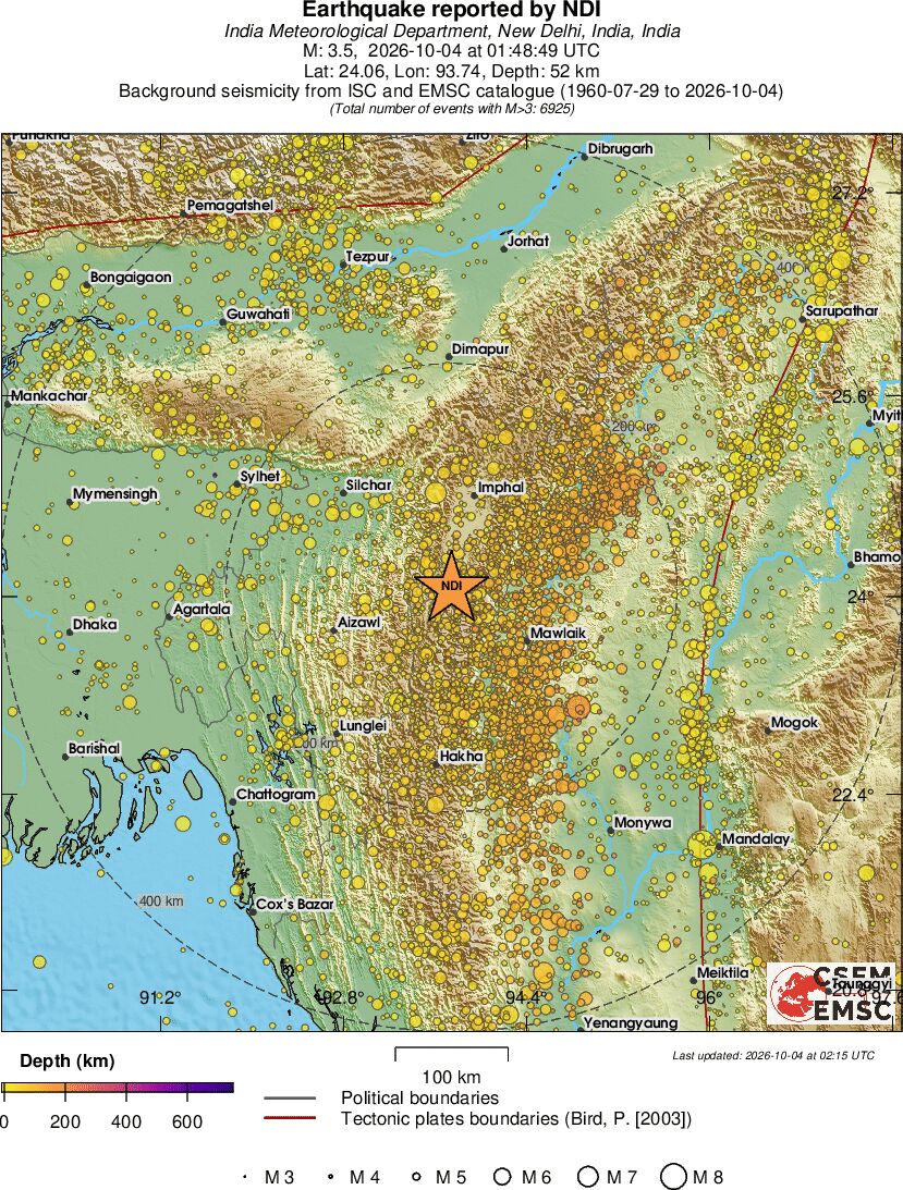 regional depth historical seismicity