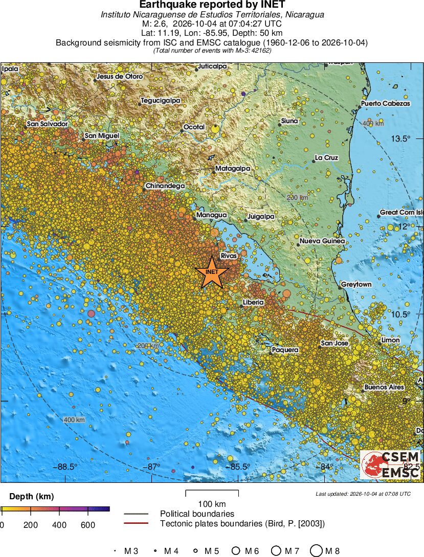 regional depth historical seismicity