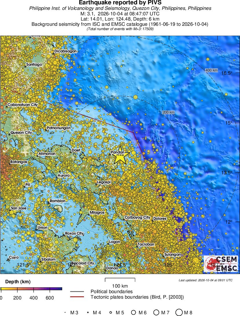 regional depth historical seismicity