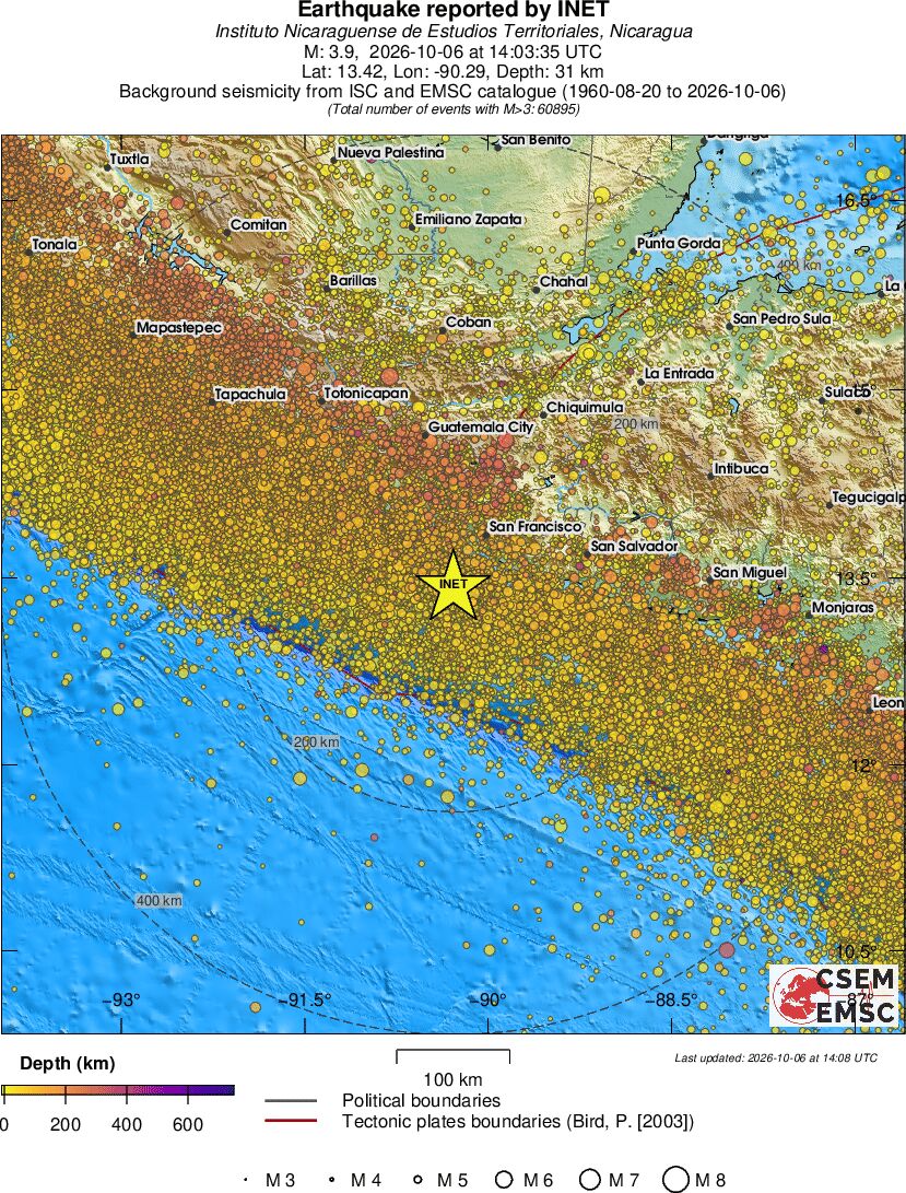 regional depth historical seismicity