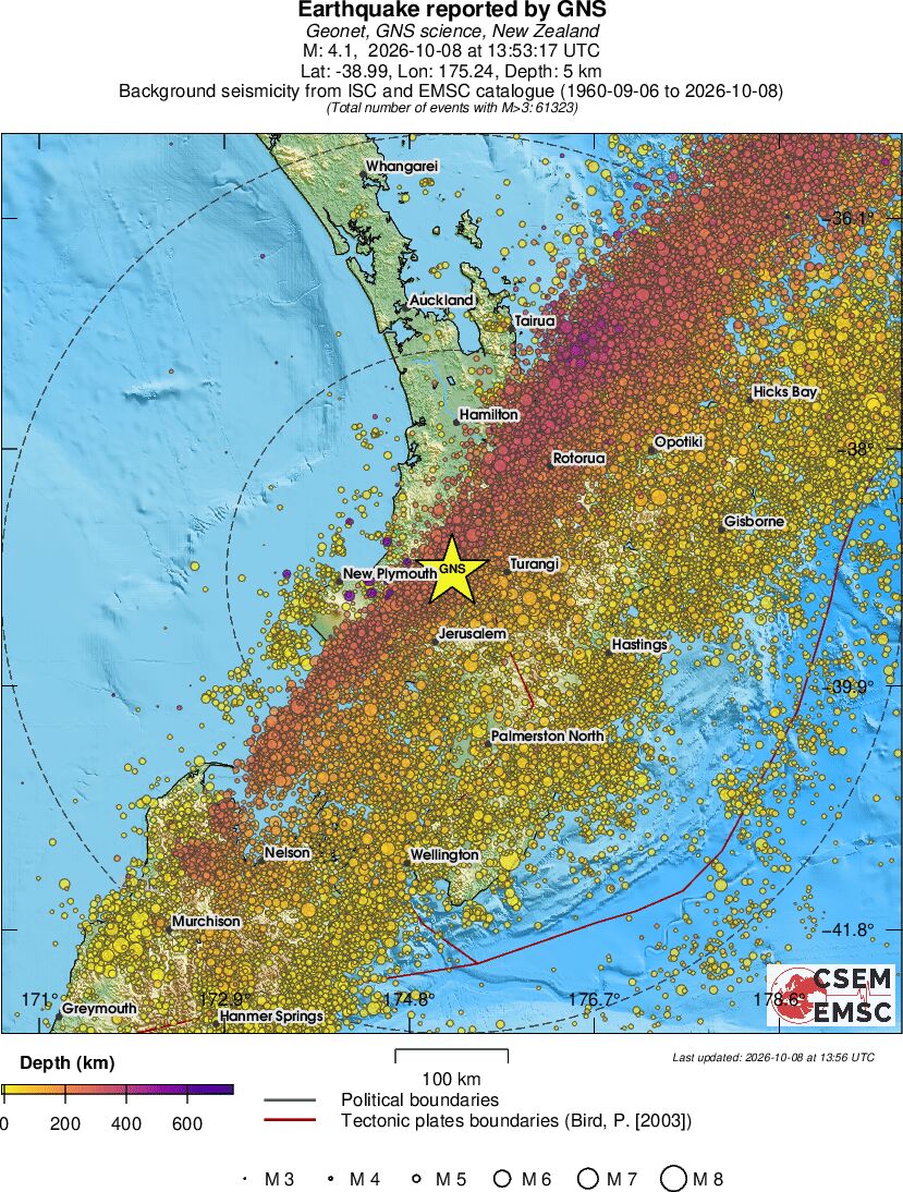 regional depth historical seismicity