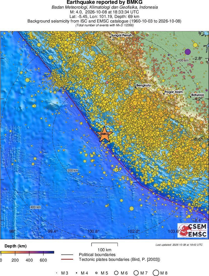 regional depth historical seismicity