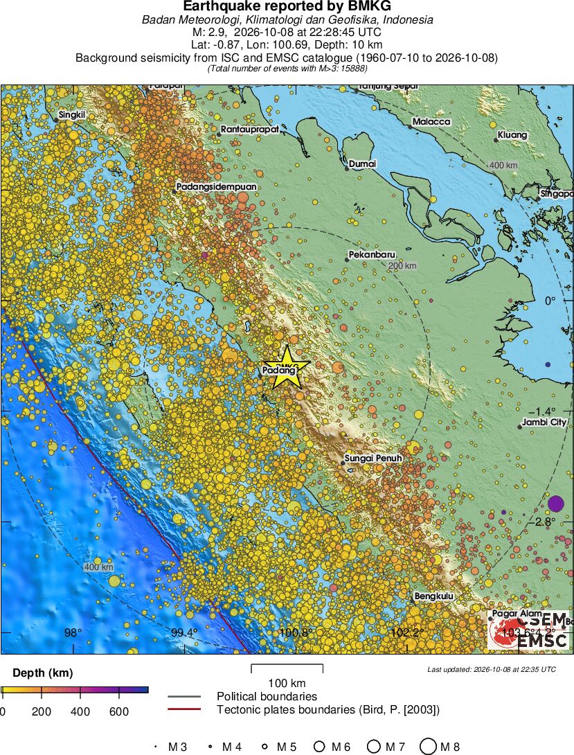 regional depth historical seismicity