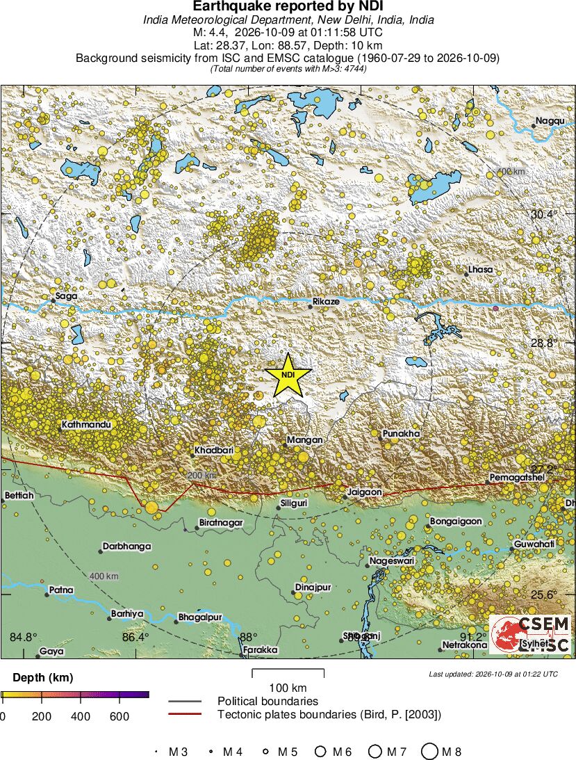 regional depth historical seismicity