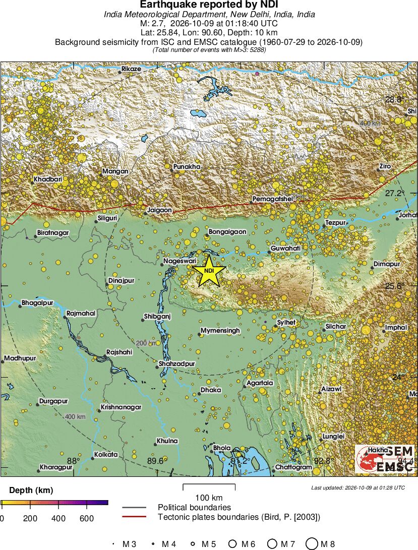 regional depth historical seismicity
