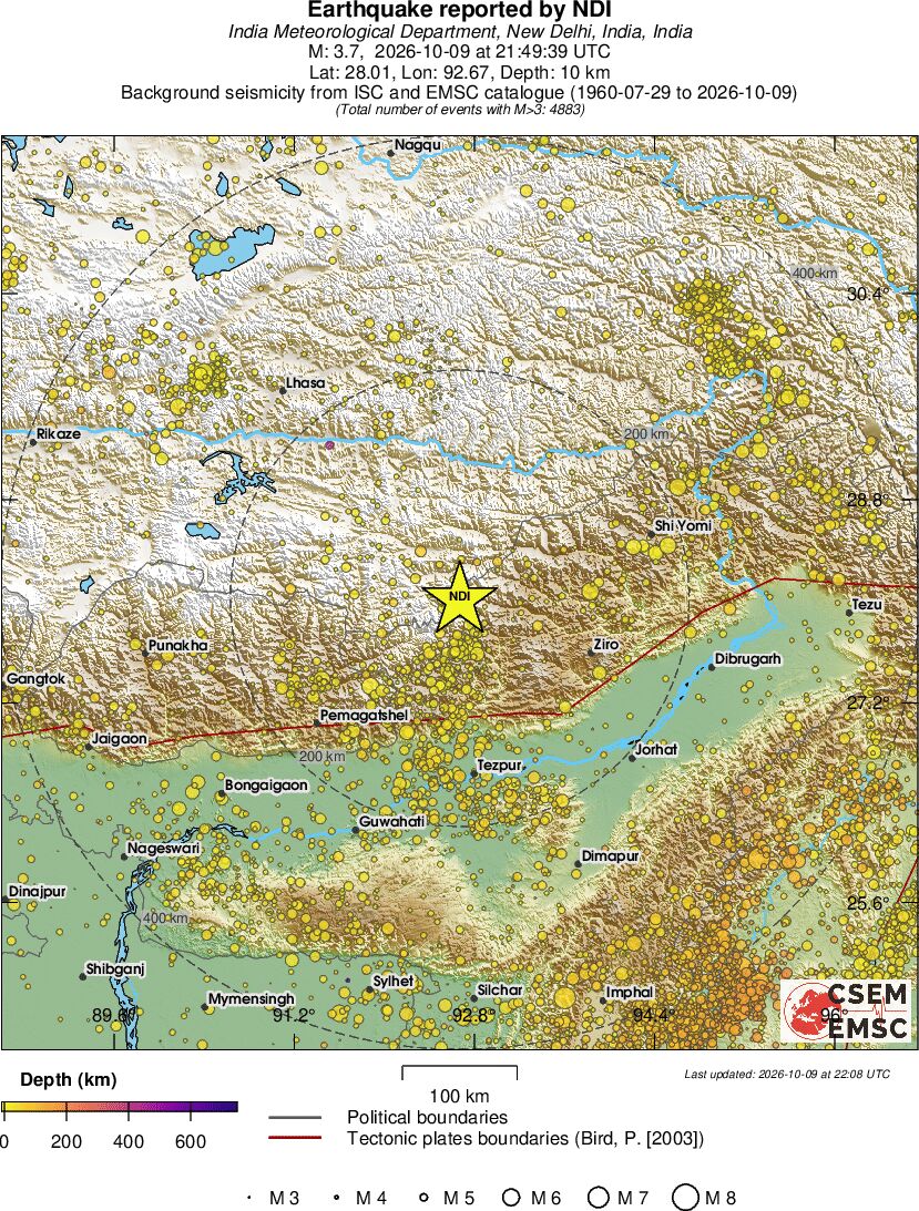 regional depth historical seismicity