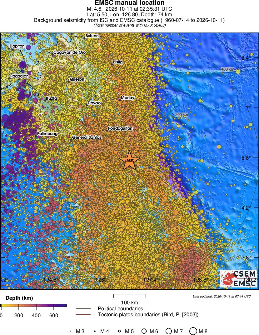 regional depth historical seismicity