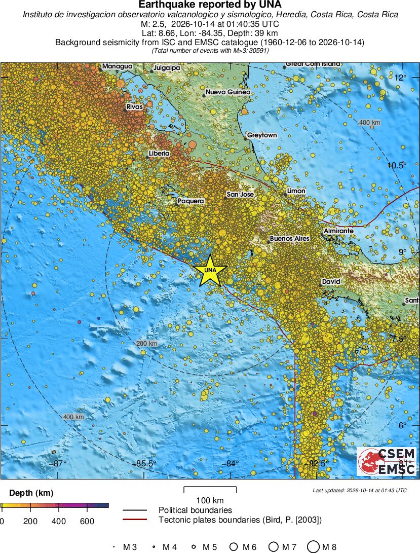 regional depth historical seismicity