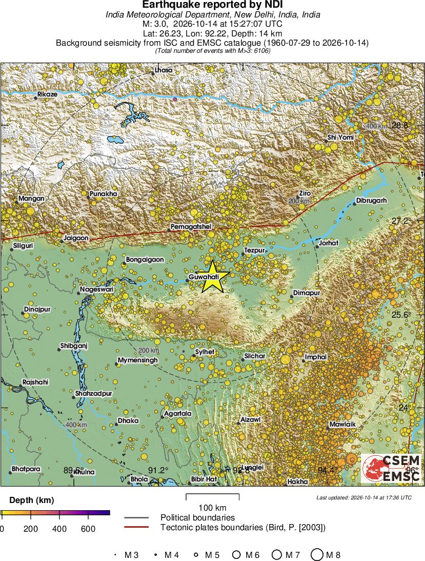 regional depth historical seismicity