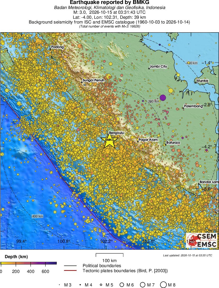 regional depth historical seismicity
