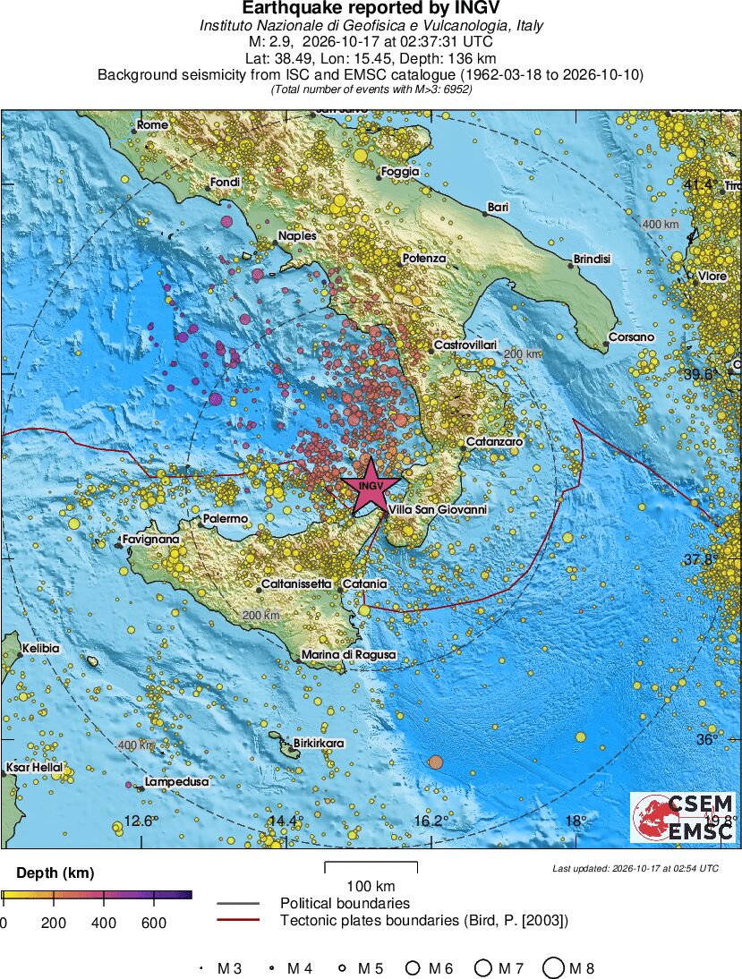regional depth historical seismicity