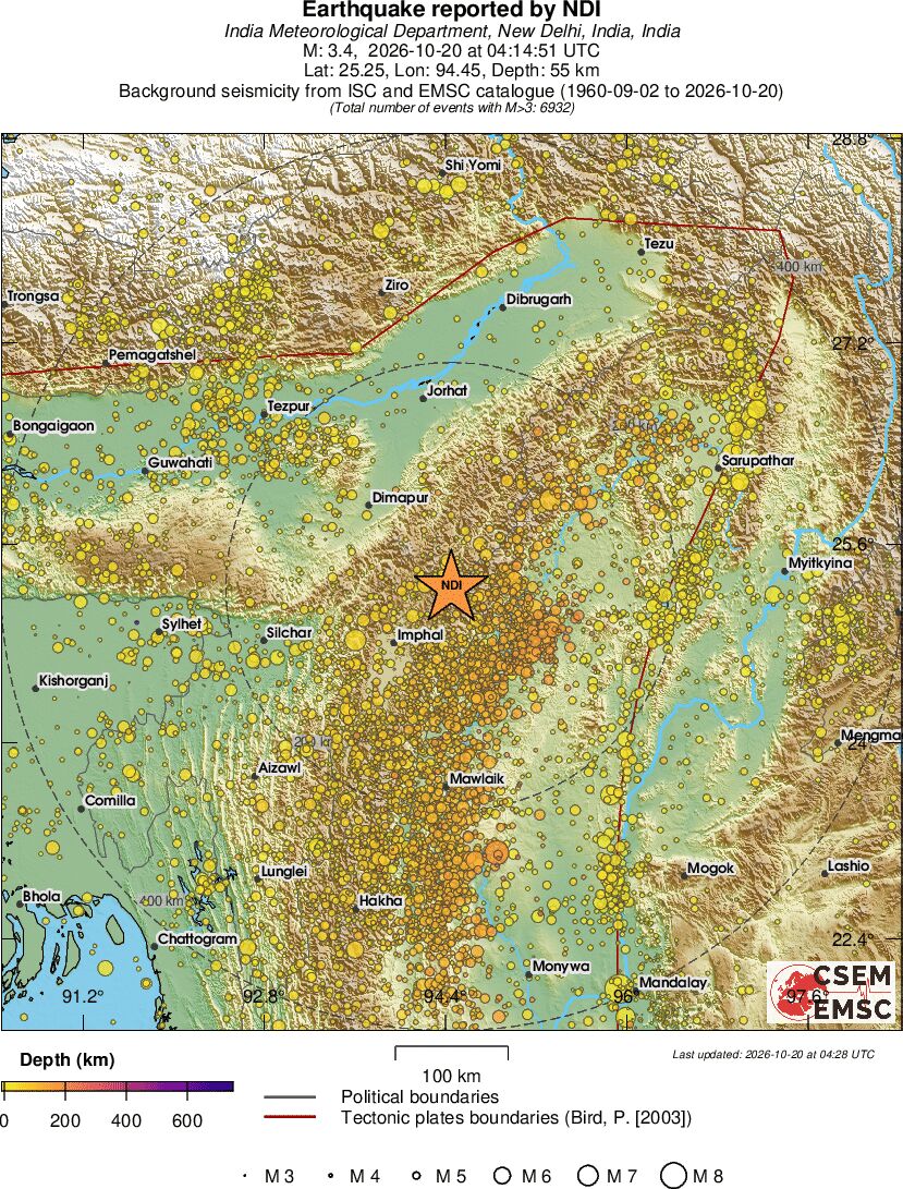 regional depth historical seismicity