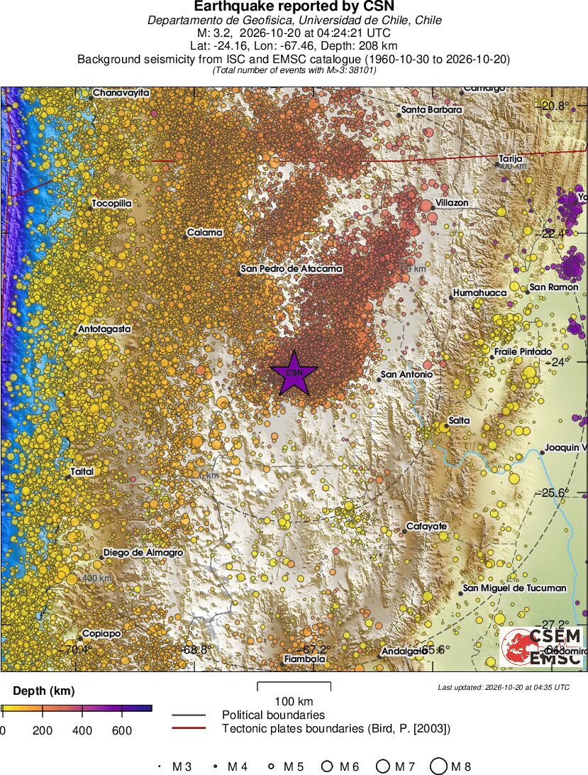 regional depth historical seismicity