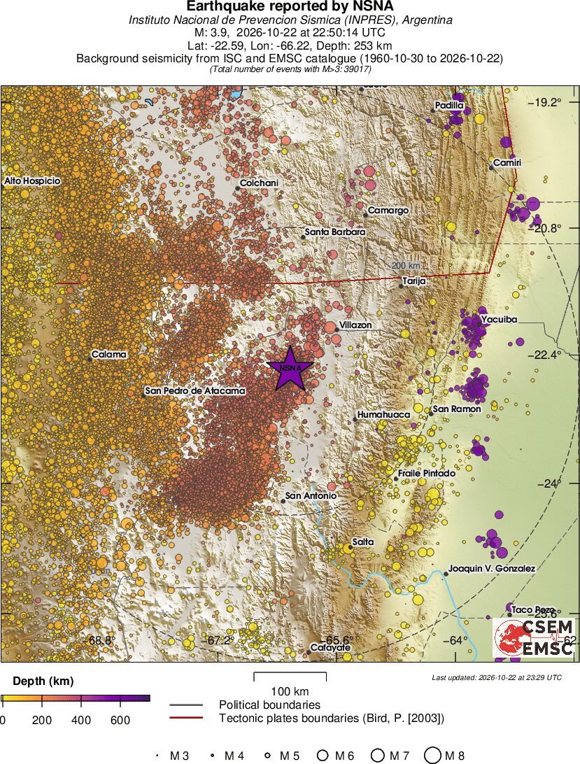 regional depth historical seismicity