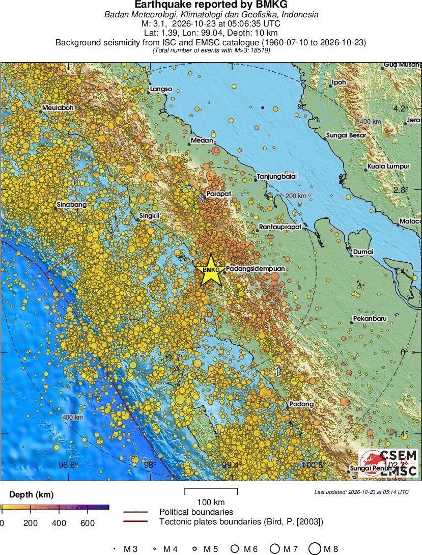 regional depth historical seismicity