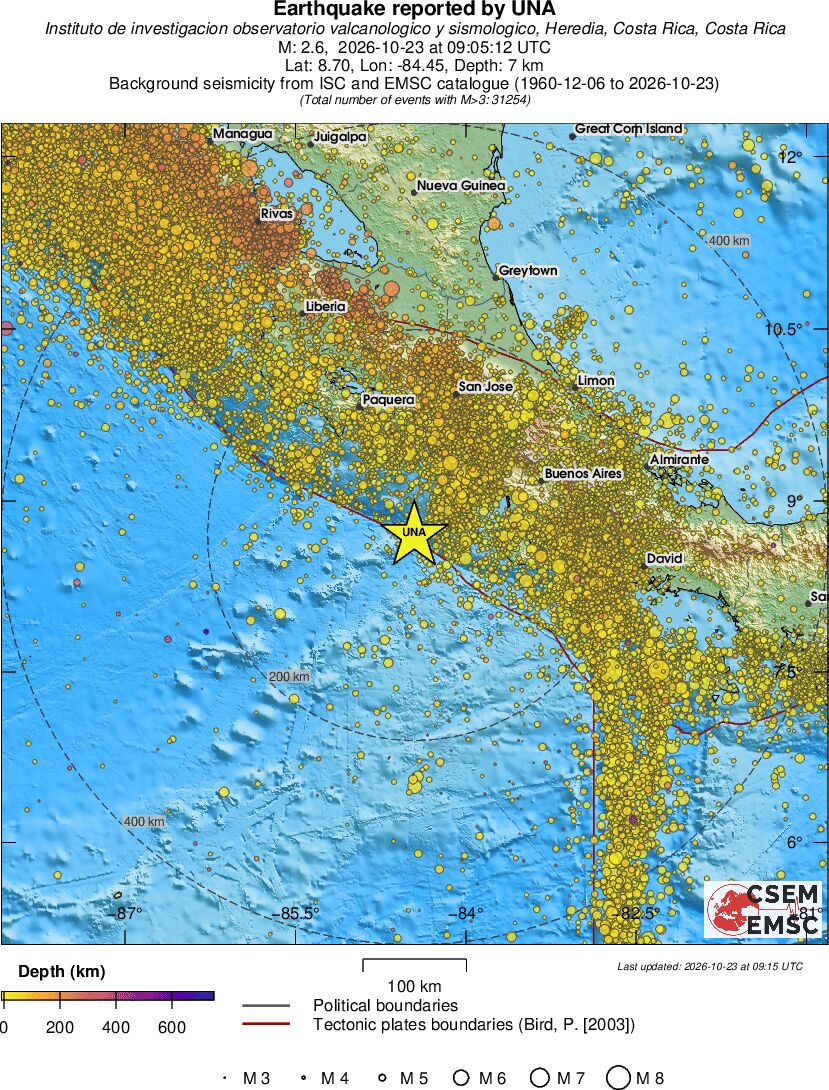 regional depth historical seismicity