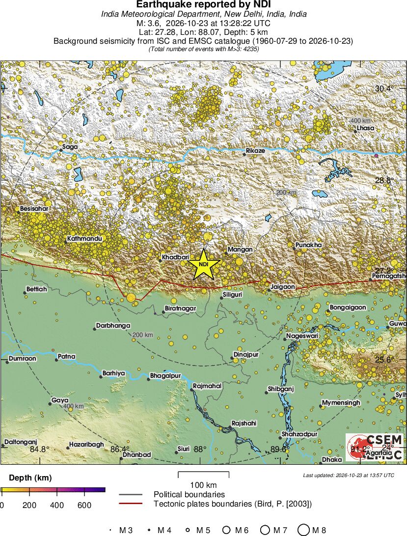 regional depth historical seismicity