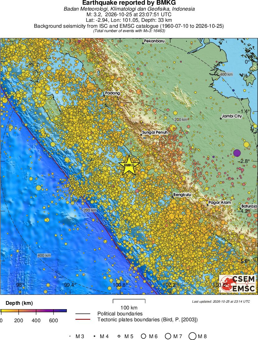 regional depth historical seismicity