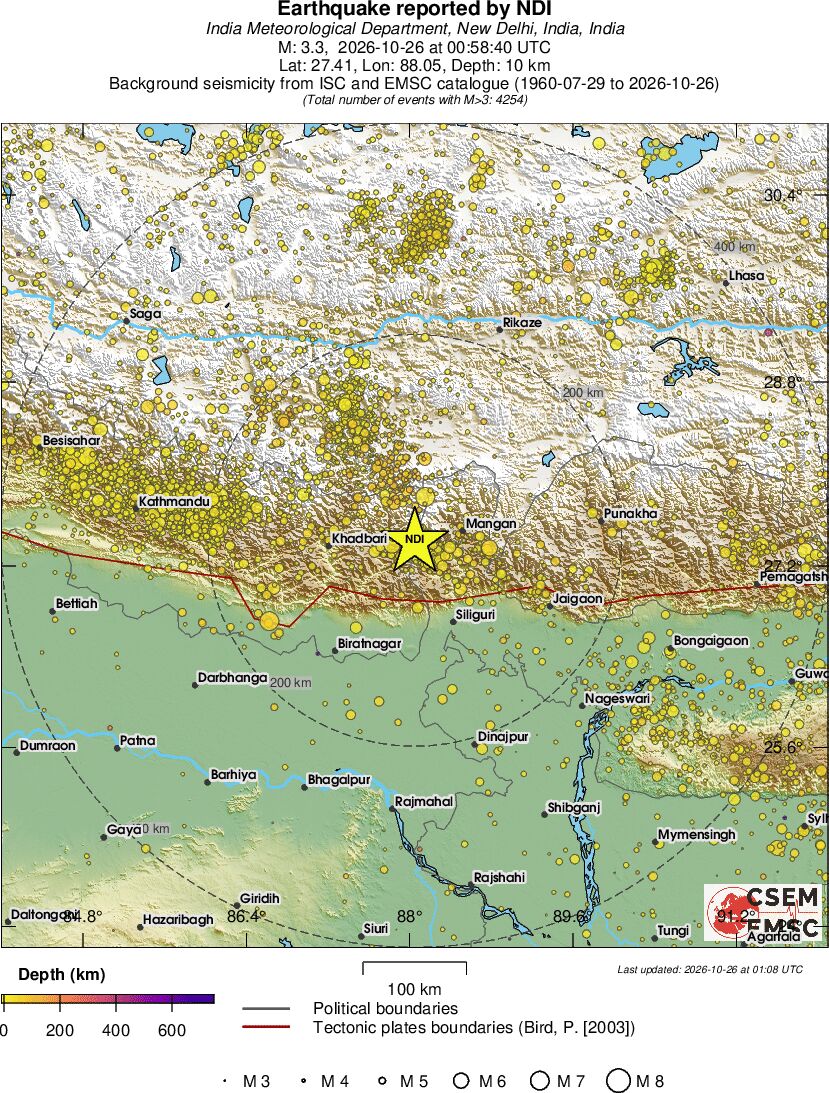 regional depth historical seismicity
