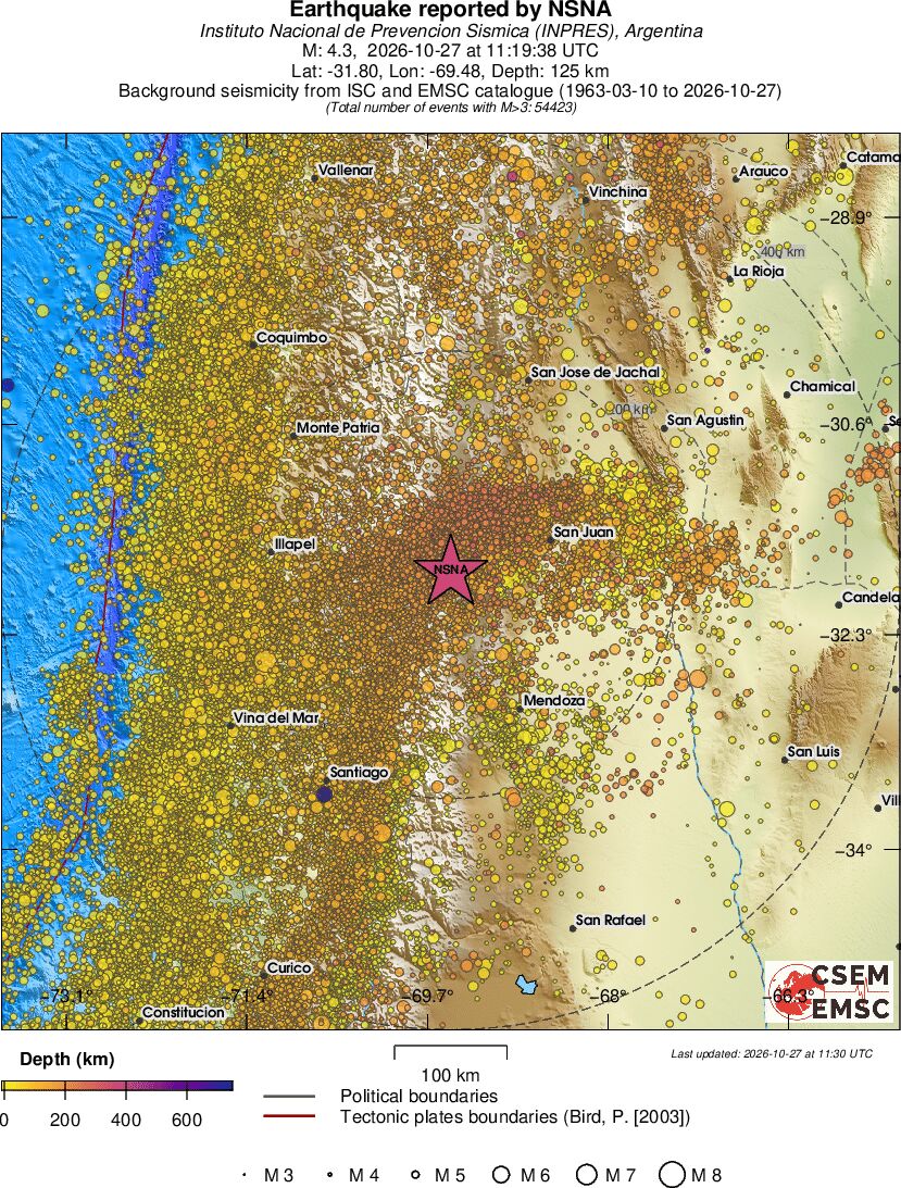 regional depth historical seismicity