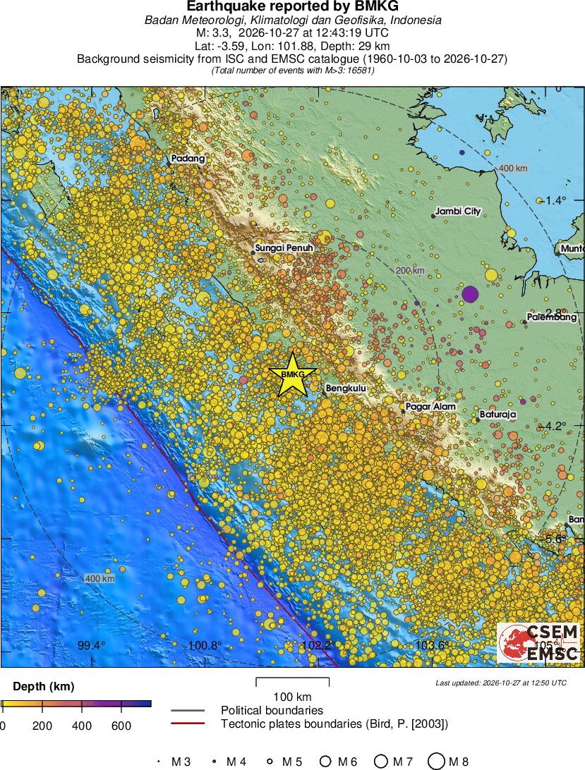 regional depth historical seismicity