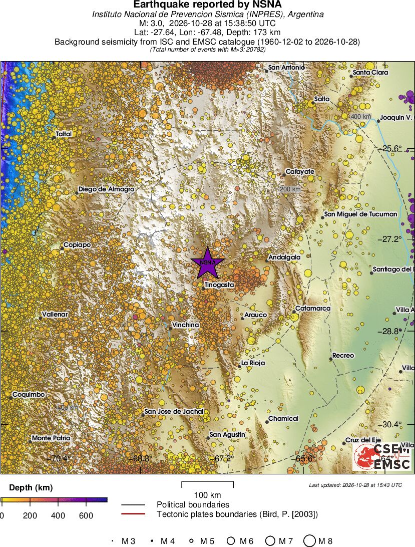regional depth historical seismicity