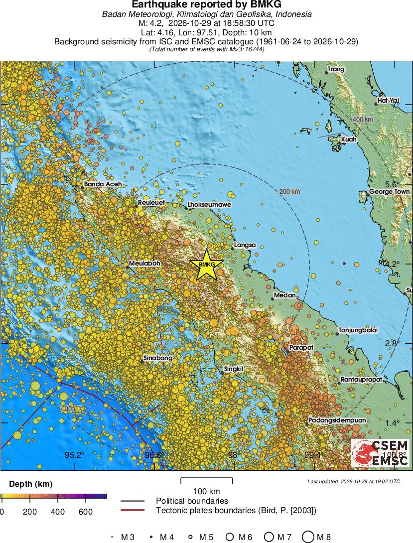 regional depth historical seismicity
