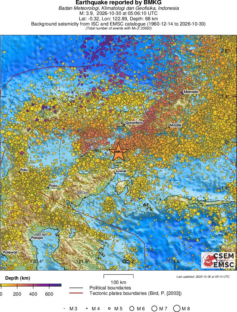 regional depth historical seismicity